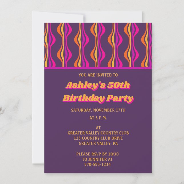Invitación Expectativas de uva Groovy Purple Disco Patentado (Anverso)
