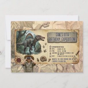 Invitación Expedición Dinosaurio Spinosaurus Cumpleaños 10 añ