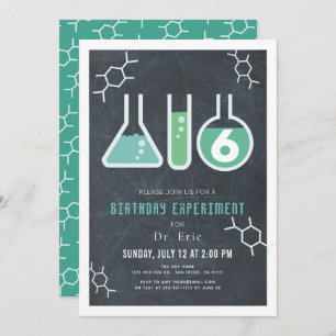 Invitación Experimento científico Cumpleaños del tablero negr