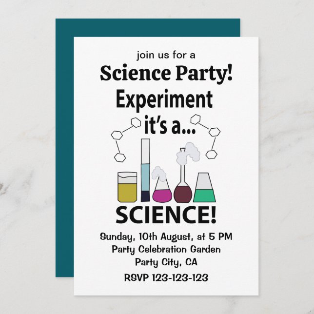 Invitación Experimento científico es una ciencia (Anverso / Reverso)