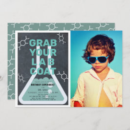 Invitación Experimento científico Flask Chalkboard Foto Cumpl