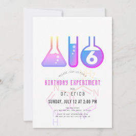 Invitación Experimento científico Neon Pink Adenine Chica Cum