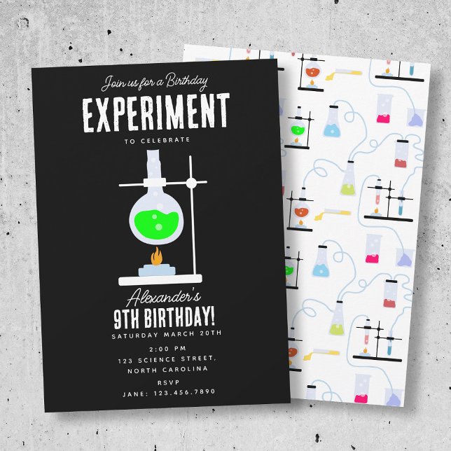 Invitación Experimento en química niños Fiesta de cumpleaños (Chemistry Science Experiment Kids Birthday Party Invitation)