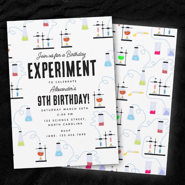 Invitación Experimento en química niños Fiesta de cumpleaños (Chemistry Science Experiment Kids Birthday Party Invitation)