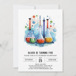 Invitación Experimento mágico en frascos cumpleaños