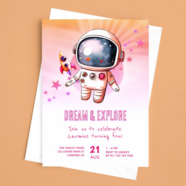 Invitación Explora Cumpleaños 4 en el Espacio Exterior Adorab (Subido por el creador)