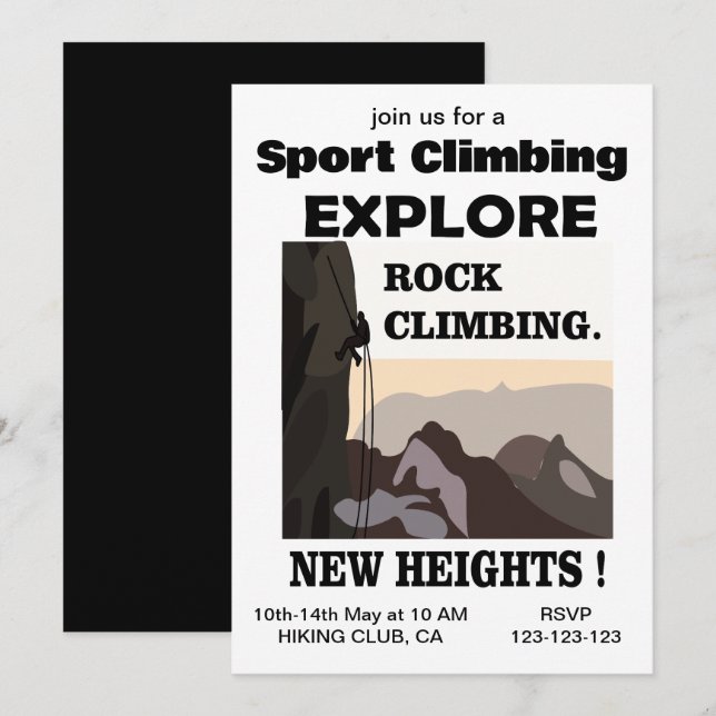Invitación Explorar el escalado del rock de New Heights (Anverso / Reverso)