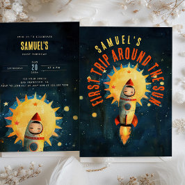 Invitación Explosión cósmica de primer cumpleaños: Fiesta de