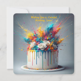 Invitación Explosión de Alegría - Feliz Pastel de Cumpleaños
