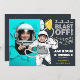 Invitación Explosión de astronauta en el espacio exterior fot