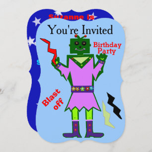 Invitación Explosión de Chica Robot y fiesta de cumpleaños de