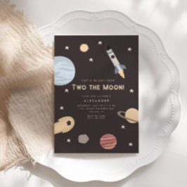 Invitación Explosión de dos niños de la luna Cumpleaños espac