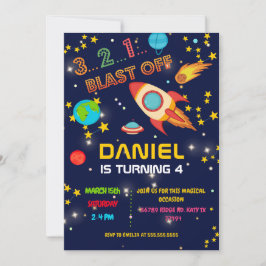 Invitación Explosión de fiesta de cumpleaños espacial