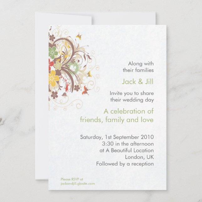 Invitación Explosión de flores 5x7 (Anverso)