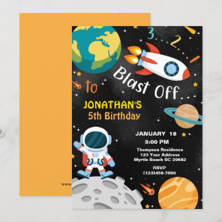 Invitación Explosión en el espacio exterior de la 5ª fiesta d