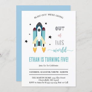 Invitación ¡Explosión! Espacio exterior fuera de este cumplea