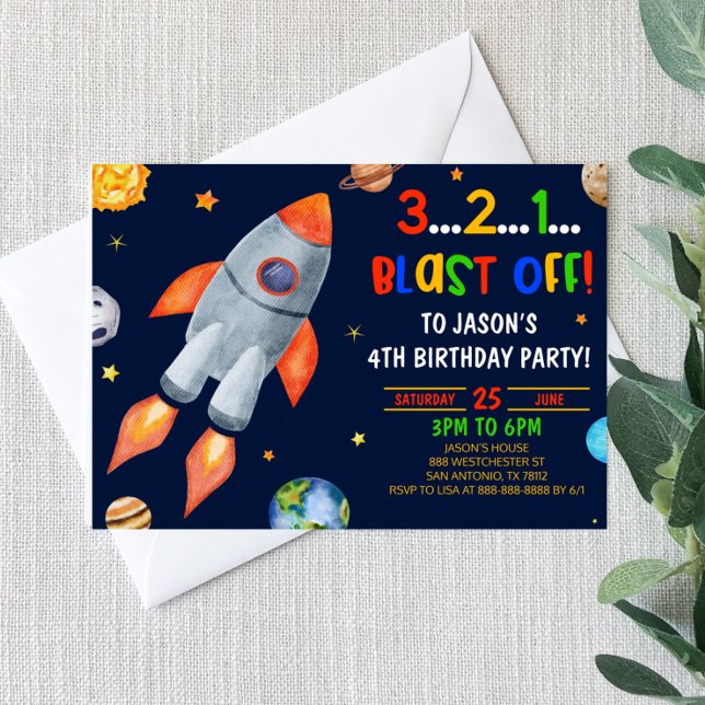 Invitación ¡Explosión! Fiesta de cumpleaños del espacio de lo (Subido por el creador)