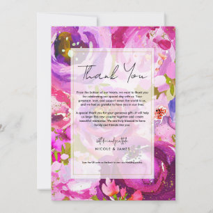 Invitación Explosiones de agradecimiento floral vibrante rosa