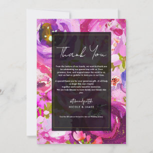 Invitación Explosiones de Rosa y Púrpura Agradecimiento Flora