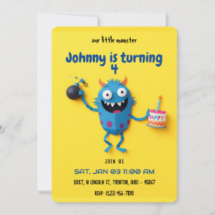 Invitación Explosiva sorpresa de cumpleaños - caos de monstru