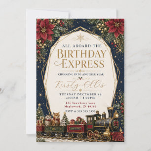 Invitación Expreso de cumpleaños festivo del Polo Norte