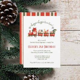 Invitación Expreso de fiesta de cumpleaños número 2 de Santa