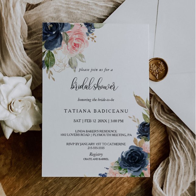 Invitación Exquisita ducha nupcial floral de otoño (Subido por el creador)