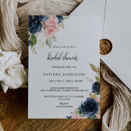 Invitación Exquisita ducha nupcial floral de otoño