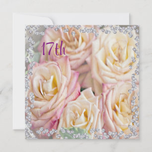 Invitación Exquisitas Rosas y Diamantes Cumpleaños 17