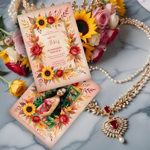 Invitación Exquisite Botanical Floral Frame Spanish Photo XVs