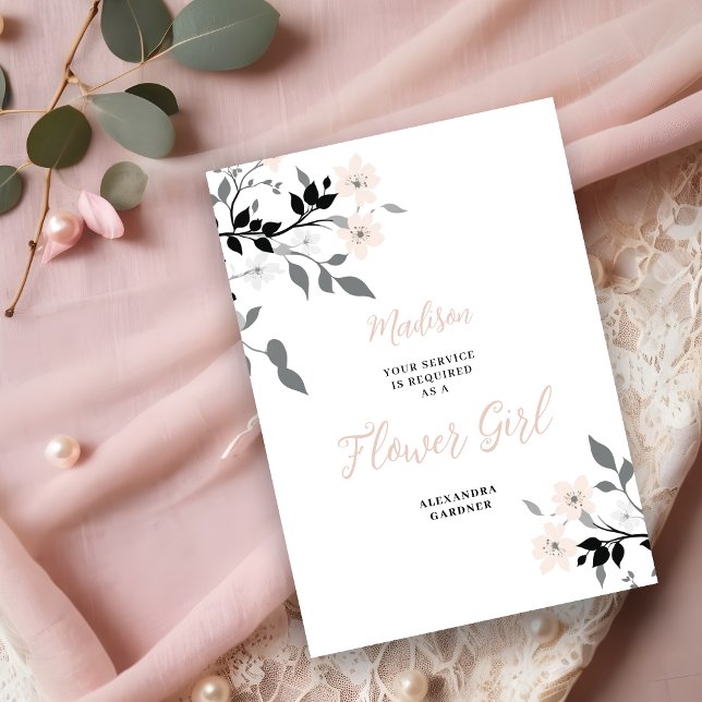Invitación Exquisite Chic Floral Bunch Wedding Flower Girl ( Exquisite Sophisticated Floral Bunch Wedding Flower Girl Proposal Card.)