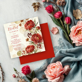 Invitación Exquisite Deep Red Garden Cottagecore Floral