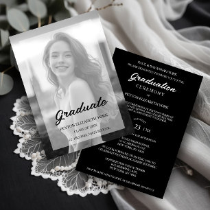 Invitación Exquisite Delicate Minimalist Black & White Photo