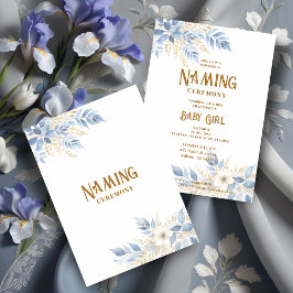 Invitación Exquisite Floral Branches in Blue Naming Ceremony
