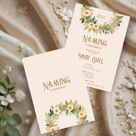 Invitación Exquisite Floral Garland in Peach Naming Ceremony
