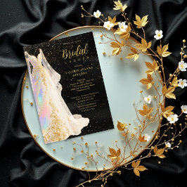 Invitación Exquisite Gold Glitter Wedding Dress Bridal Shower