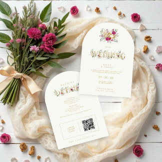 Invitación Exquisite Gold Rings Floral Wedding TLW26