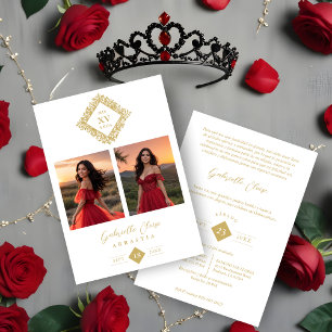Invitación Exquisite Modern Floral Diamond Shape Mis XV Años
