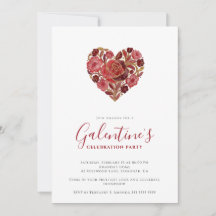 Exquisite Red Floral Heart Galentine's Day Party 