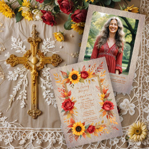 Invitación Exquisite Rustic Wood Botanical Frame Funeral