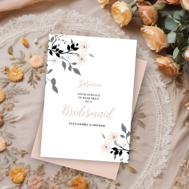 Invitación Exquisite Sophisticated Gentleman Groosman Wedding (Exquisite Sophisticated Floral Bunch Wedding Bridesmaid Proposal Card. )