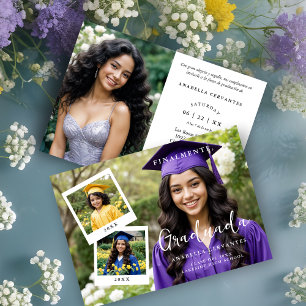 Invitación Exquisite Spanish Script Collage 4 Photos Timeline