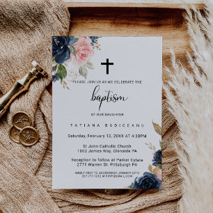 Invitación Exquisito bautismo floral de otoño