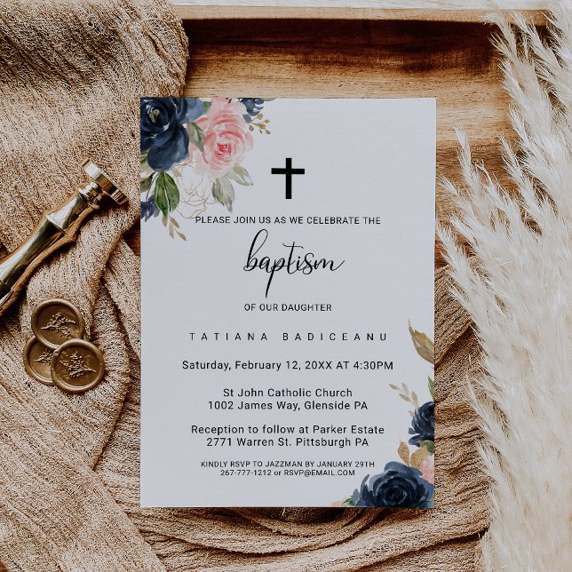 Invitación Exquisito bautismo floral de otoño (Subido por el creador)