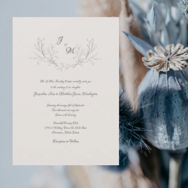 Invitación Exquisito Boda elegante de escritura crema (Subido por el creador)