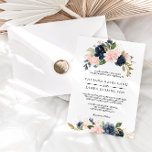 Invitación Exquisito boda floral de otoño<br><div class="desc">Esta exquisita invitación a la boda floral de otoño es perfecta para un boda tropical. El diseño se caracteriza por el color rosa a mano,  el azul oscuro y las flores caprichosas de la marina,  una elegancia inspiradora,  clase y belleza natural.</div>