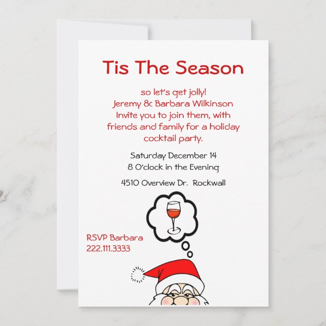 Invitación Exquisito cóctel de fiesta de Navidad (Anverso)