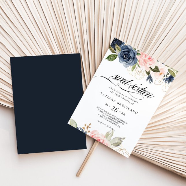 Invitación Exquisito dulce floral de otoño dieciséis cumpleañ (Subido por el creador)