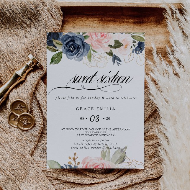 Invitación Exquisito dulce floral de otoño dieciséis cumpleañ (Subido por el creador)
