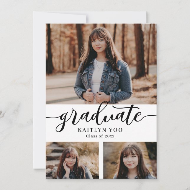 Invitación Exquisito gusto Editable de Graduación de Color In (Anverso)